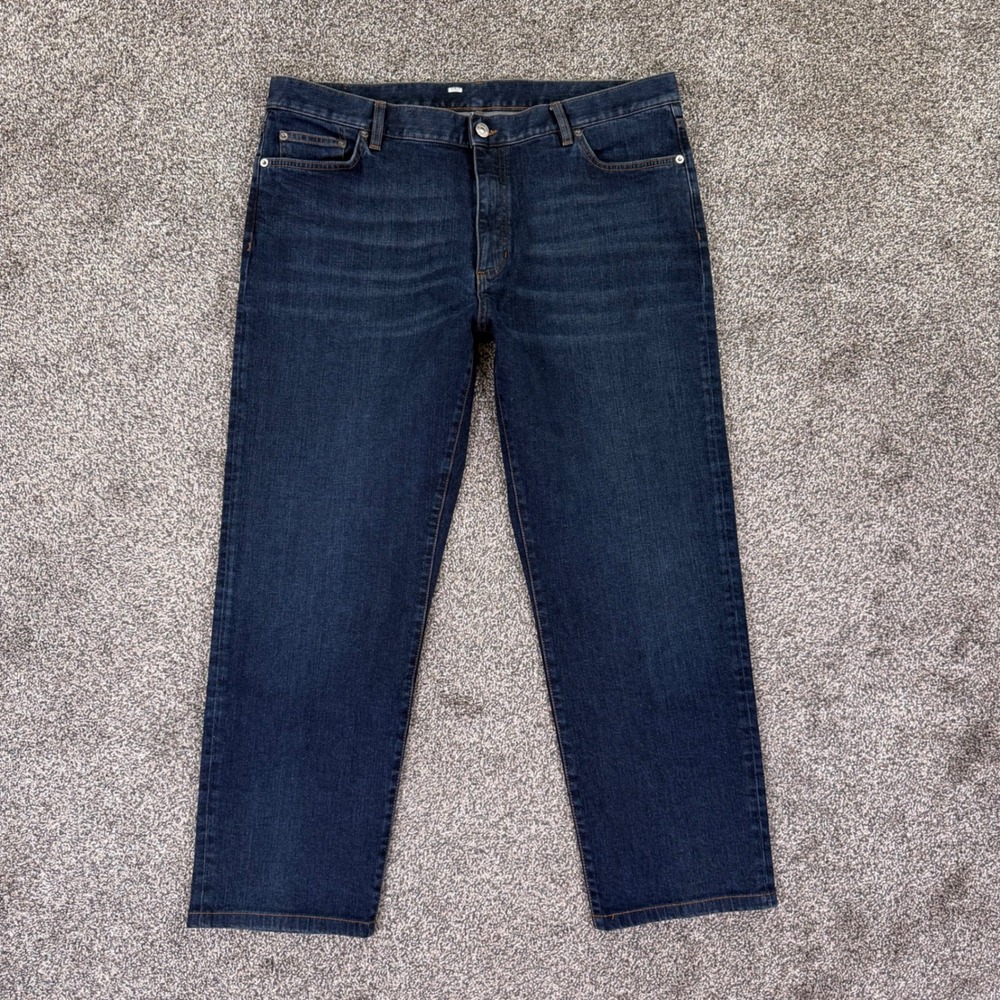 Zegna City Slim Fit Jeans Mens 40 Dark Wash Indigo Cotton Stretch Denim Work